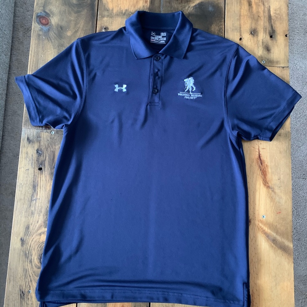 Under Armour Navy Blue Wounded Warrior Polo Medium